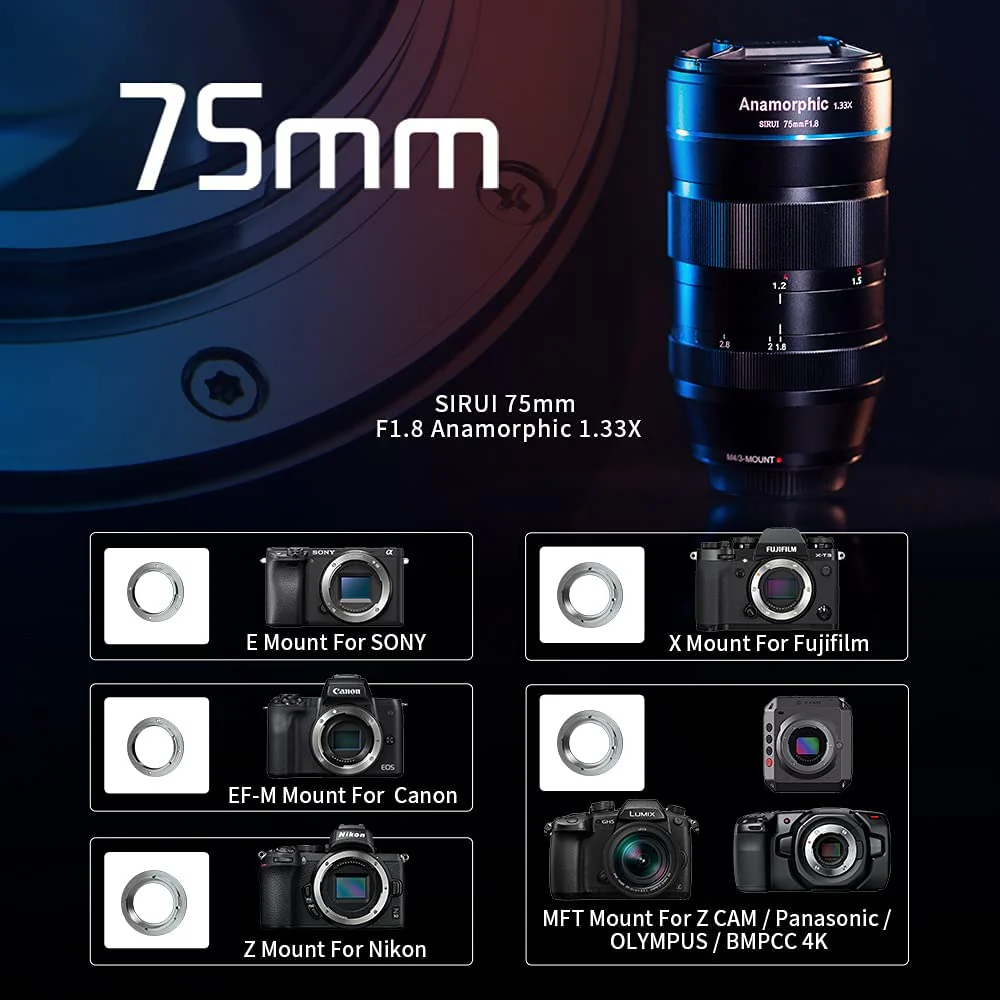 B-WARE SIRUI SR75 75mm f1.8 Anamorphes APS-C Objektiv 1.33x - for diverse Kameraanschlosse B-WARE - Image 10